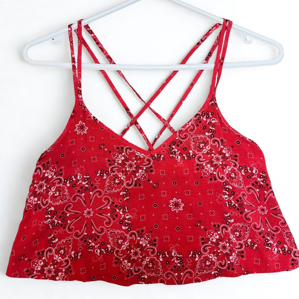 Hollister Red Paisley Crop Top